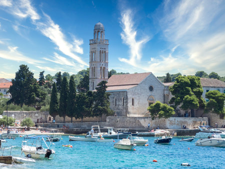 Front view of Franciscan Monastery in Hvar island, Croatia