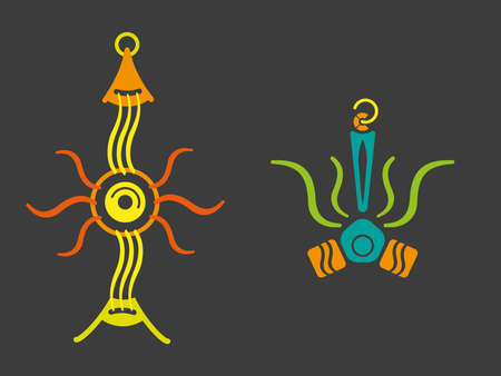 Ornaments of the Lost Atlantis. Treasures of Perun. Vector illustration of amulets. Vector graphicsのイラスト素材