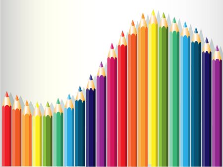 colorful pencils row on white, rainbow colorsのイラスト素材