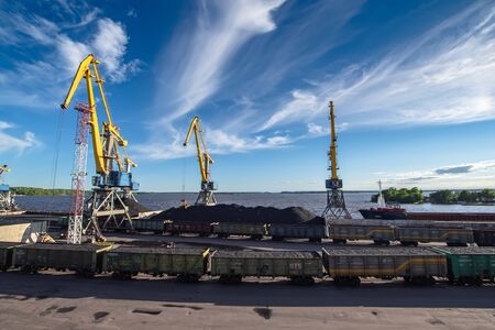Vyborg, Russia, July 03, 2019: port on the gulf of Vyborgのeditorial素材