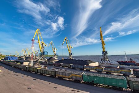Vyborg, Russia, July 03, 2019: port on the gulf of Vyborgのeditorial素材