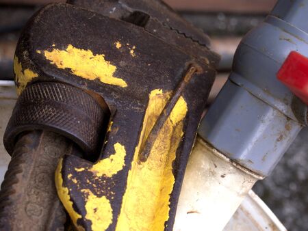 Labour day banner background. labor employee work tools in white background.の写真素材