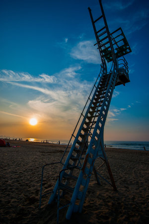 View of sunset from Shandong Yantai beachの写真素材