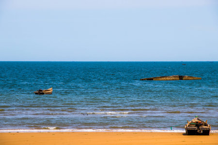 The Yantai Development Zone beach sideの写真素材