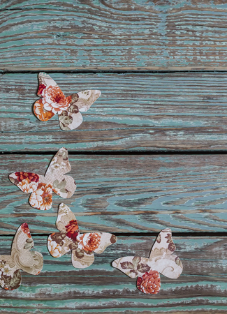 Wooden vintage background. Top view, free space for textの写真素材