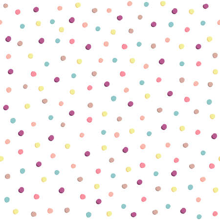 Seamless pastel pattern with polka dots in an abstract style on a white background. Colored pattern, vector illustration. Hand drawn style. Vector drawing. Art print.のイラスト素材