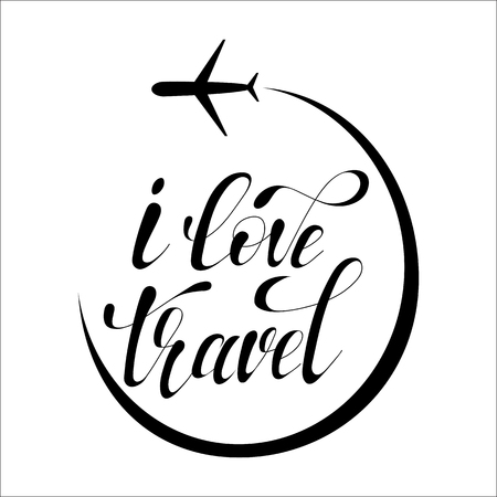 i love travel, lettering vector illustrationのイラスト素材