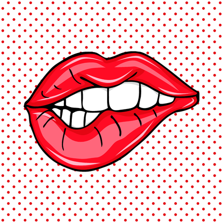 Sweet Sexy Pop Art Pair Of Glossy Vector Lips. Artwork, backgroundsのイラスト素材