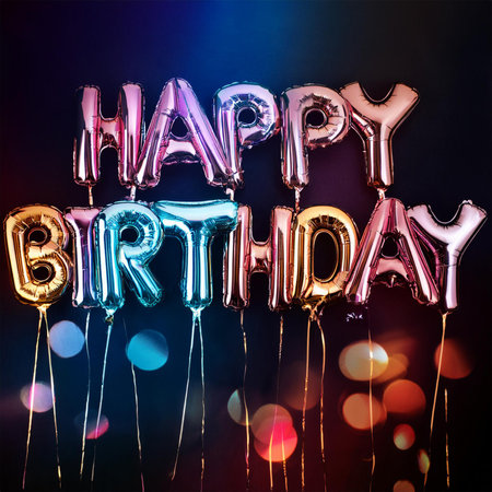Happy Birthday Balloons, Party Decoration, Bokeh Backgroundの素材