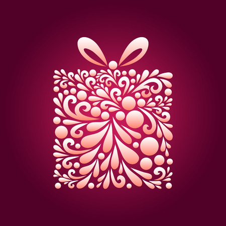 gift box composed of floral elementsのイラスト素材