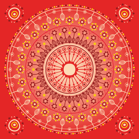 Original circle-ornament in red tonesのイラスト素材