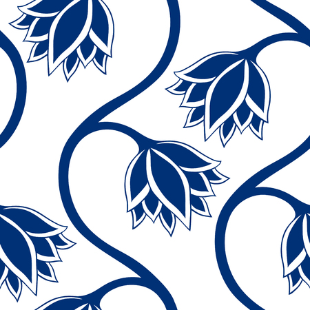 Blue flowers. Seamless pattern with flowers.のイラスト素材