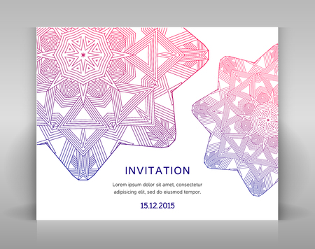 White invitation card with geometric decoration.のイラスト素材
