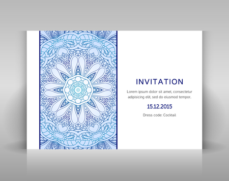 White card with floral decoration. Vector template for invitation, envelop or other.のイラスト素材