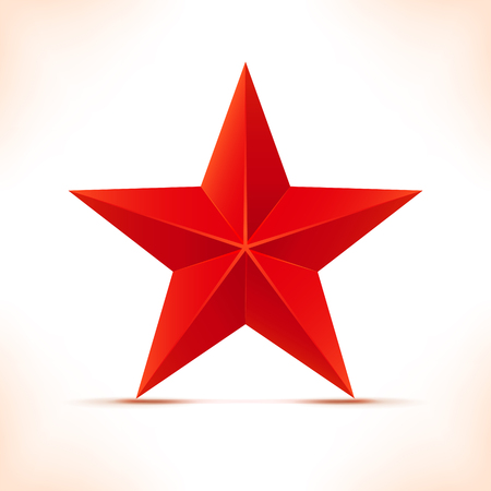 Red star isolated on white. Vector 3d imitation.のイラスト素材
