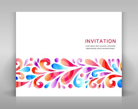 Invitation card design with floral decoration. Ornament made from swirl elements.のイラスト素材
