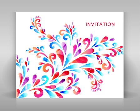 Invitation design with floral decoration. For wedding or other event. Decoration made from swirl elements.のイラスト素材