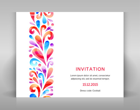 Invitation design with floral decoration. Ornament made from swirl elements.のイラスト素材