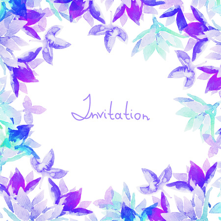 Watercolor flowers. Vector frame for invitation, greeting card or others.のイラスト素材