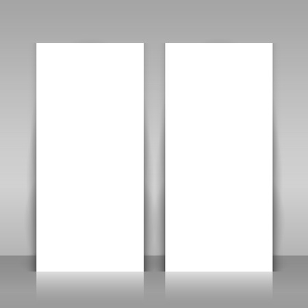 Menu mock up. 2 white paper sheets on gray background. For menu, list, business . template.のイラスト素材