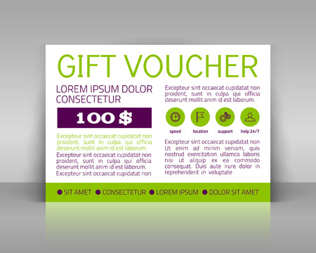 Gift voucher, certificate coupon. Paper card on gray background illustration.のイラスト素材