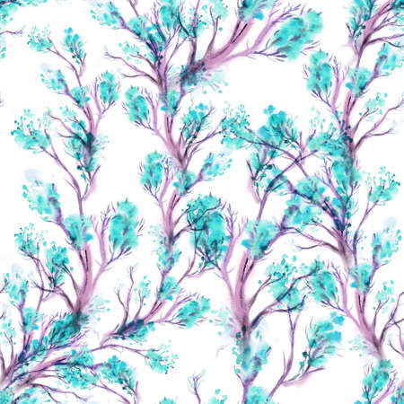 Artistic background with spring flowers. Watercolor floral seamless pattern.の写真素材