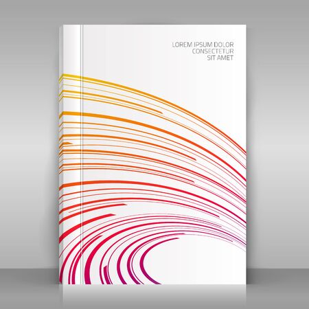White brochure on gray background. Colorful wave design for brochure, business folder, annual report, event poster. Vector illustration.のイラスト素材