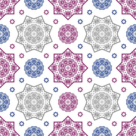 Geometric abstract floral ornament. Vector seamless pattern.のイラスト素材