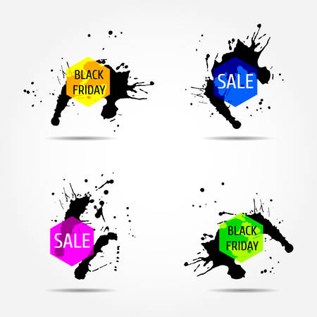 Vector banners with blots. Bright set.のイラスト素材