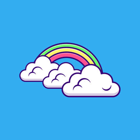 Cloud and rainbow icon or logo isolated sign symbol vector illustration - Cartoon  style vector iconのイラスト素材