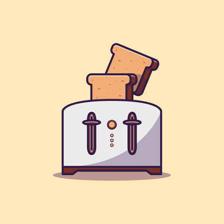 Toaster and bread cartoon vector illustrationのイラスト素材