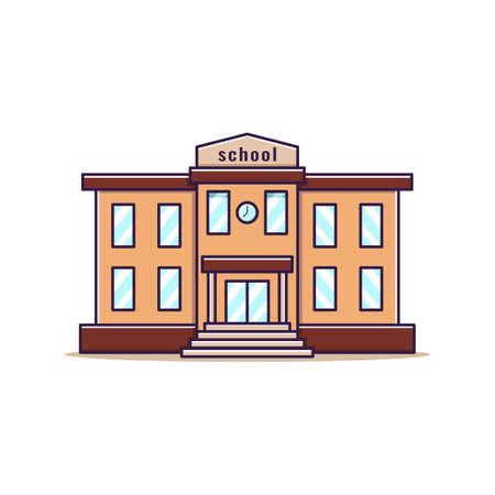 School building cartoon style vector illustrationのイラスト素材