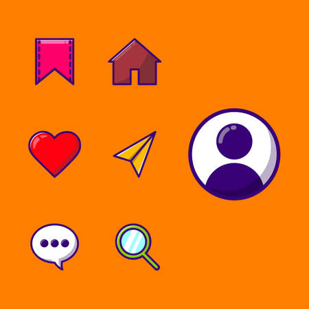 Media social element icon illustration. Media social cartoon style illustration conceptのイラスト素材