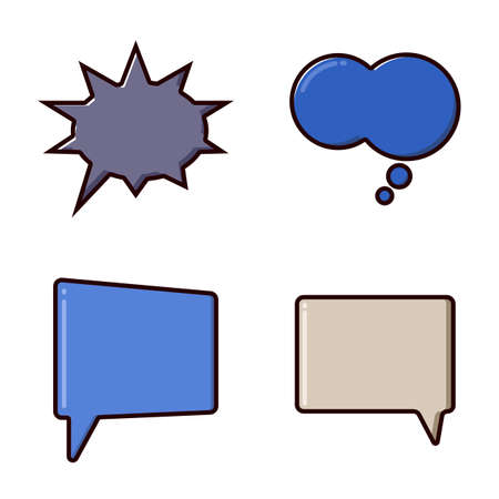 Chat bubbles cartoon style illustration. Four chat bubble shapes on white backgroundのイラスト素材