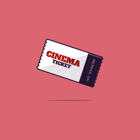 Cinema ticket cartoon style icon illustration. Black color ticket, ticket with shadowのイラスト素材