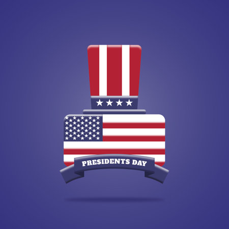 Presidents day 3d style illustration. Floating icon on dark blue backgroundのイラスト素材