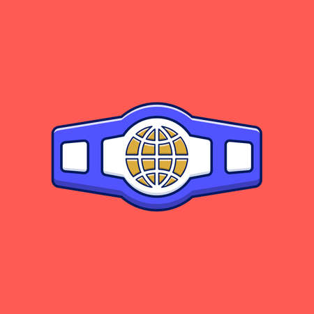 Boxing thropy cartoon style icon illustration. Boxing award champion. sport conceptのイラスト素材