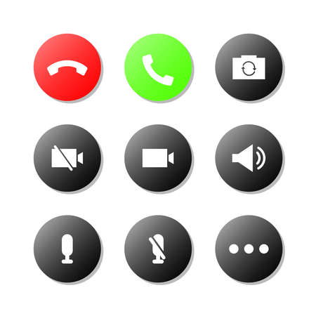 Phone call icon set Illustration. Nine different icon of phone call on white backgroundのイラスト素材