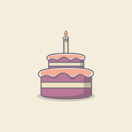 Birthday cake cartoon style icon illustration. Food icon concept isolated vector. Cartoon style...