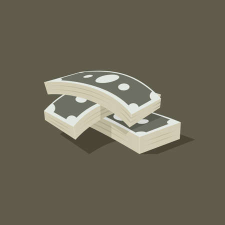 Money bundles cartoon style illustration. Finance concept isolated vector. Cartoon style design.のイラスト素材