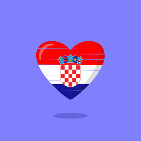 Croatia flag shaped love illustration. Floating flag love icon. Nationality concept.のイラスト素材