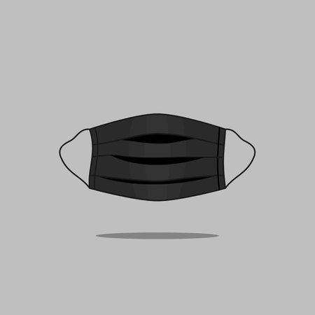 Black health mask cartoon style illustration. Healthcare icon cocnept isolated vector.のイラスト素材
