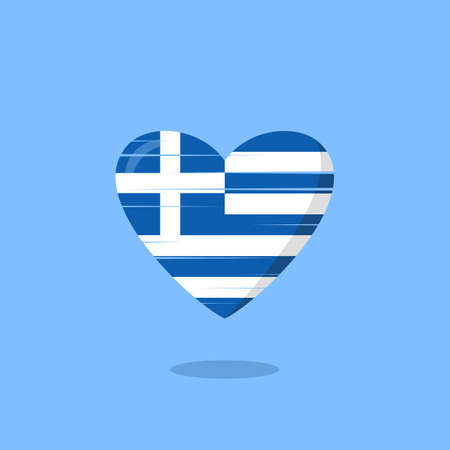 Greece flag shaped love illustration. Floating flag love icon. Nationality concept.のイラスト素材