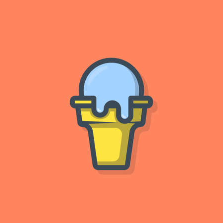Ice cream cartoon style icon illustration. Fill and outline design. Food icon concept isolated vector.のイラスト素材