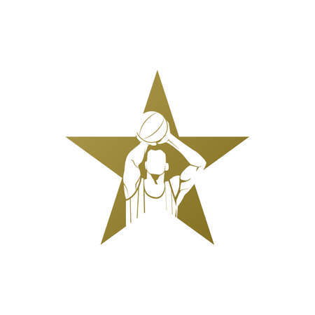 Basketball star player logo illustration. Sport icon concept isolated vector.のイラスト素材