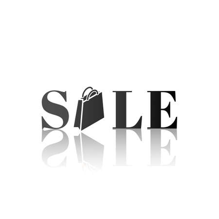 Sale title text. Black font color and shadow reflection on white background. Shopping concept.のイラスト素材