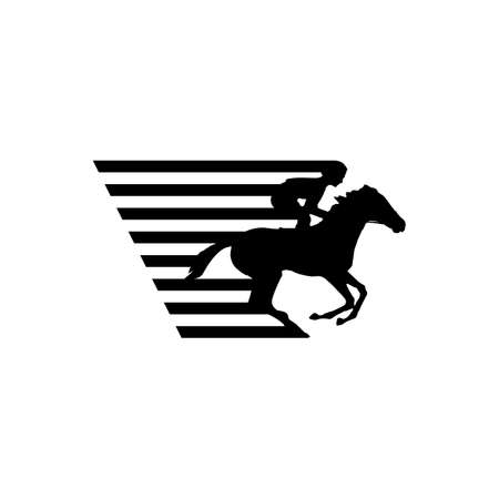 Horse jockey with hight speed effect silhouette illustration. Animal icon concept isolated vector.のイラスト素材