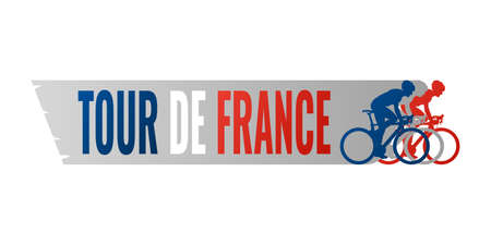 Tour de france title text. Typography, flag and bicycle. Tour de france concept.のイラスト素材