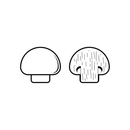 Outline icon of mushroom. mushroom icon. Fresh, vegetable, whole and slice. Food icon concept isolated vector illustration.のイラスト素材