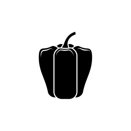 silhouette icon of paprika, white background. Vector graphic illustration. Vegetarian restaurant print, poster, card, and icon. Natural, fresh vegetableのイラスト素材